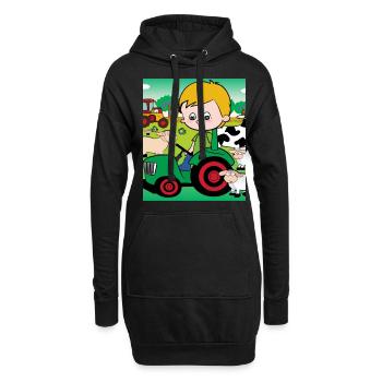Grüner Traktor Geburtstag Bauernhof Tiere - Hoodie-Kleid - Schwarz - Vorne
