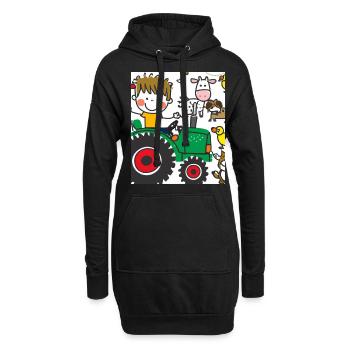Grüner Traktor Geburtstag Bauernhof Tiere - Hoodie-Kleid - Schwarz - Vorne