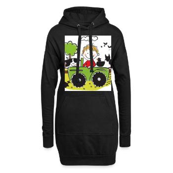 Grüner Traktor Geburtstag Bauernhof Tiere - Hoodie-Kleid - Schwarz - Vorne