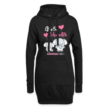 Große Schwester Lädt - Hoodie-Kleid - Schwarz - Vorne