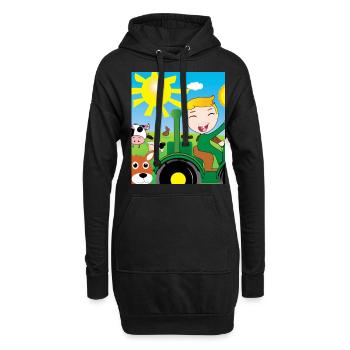 Grüner Traktor Geburtstag Bauernhof Tiere - Hoodie-Kleid - Schwarz - Vorne