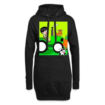 Grüner Traktor Geburtstag Bauernhof Tiere - Hoodie-Kleid - Schwarz - Vorne