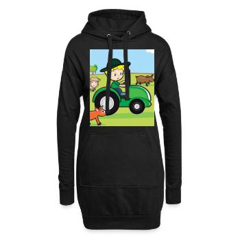 Grüner Traktor Geburtstag Bauernhof Tiere - Hoodie-Kleid - Schwarz - Vorne