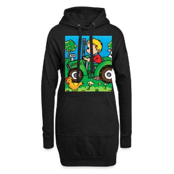 Grüner Traktor Geburtstag Bauernhof Tiere - Hoodie-Kleid - Schwarz - Vorne