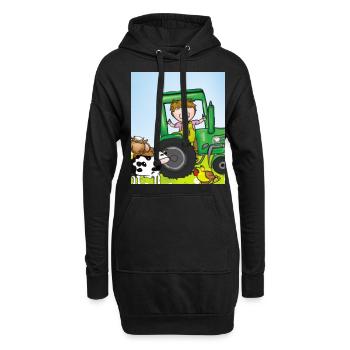 Grüner Traktor Geburtstag Bauernhof Tiere - Hoodie-Kleid - Schwarz - Vorne