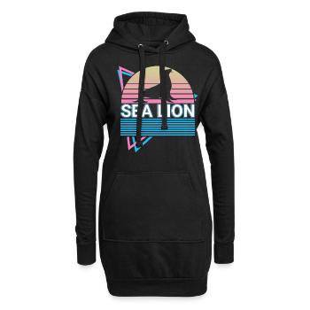 Lion de mer Rétro - Sweat-shirt à capuche long Femme - noir - Devant