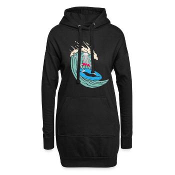 Squelette de surf - Sweat-shirt à capuche long Femme - noir - Devant