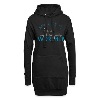 Worship Lobpreis Herzschlag Kirche Glaube Christ - Hoodie-Kleid - Schwarz - Vorne