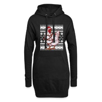 Pull de Noël moche Tshirt Poulet de Noël - Sweat-shirt à capuche long Femme - noir - Devant