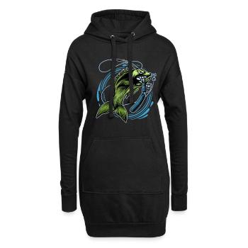 Pêche - Sweat-shirt à capuche long Femme - noir - Devant