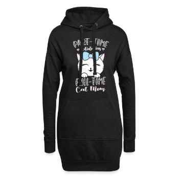 Teilzeit-kinderarzt Vollzeit-katzenmutter-kätzchen - Hoodie-Kleid - Schwarz - Vorne