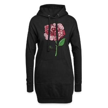 Avant Garde Aesthetic Rose Weirdcore Hippie - Hoodie-Kleid - Schwarz - Vorne
