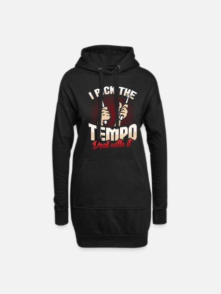 Conception de percussions de batterie - Sweat-shirt à capuche long Femme - noir