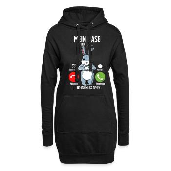 Mein Hase Ruft An - Hoodie-Kleid - Schwarz - Vorne