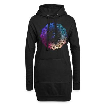 Symbole du zodiaque Sagittaire Mandala - Sweat-shirt à capuche long Femme - noir - Devant