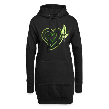 Logo végétalien avec feuilles, devenez végétalien - Sweat-shirt à capuche long Femme - noir - Devant