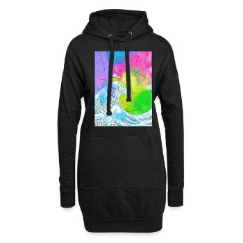 Art Academia Esthétique Grande Vague Au large de Kanagawa - Sweat-shirt à capuche long Femme - noir - Devant
