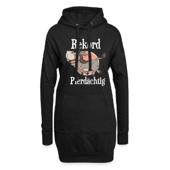 Rekord Pferdächtig lustiges Pferde Motiv - Hoodie-Kleid - Schwarz - Vorne
