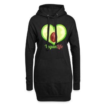 Heart Shaped Aubergine - Vegan Life - Go Vegan - Hoodie-Kleid - Schwarz - Vorne