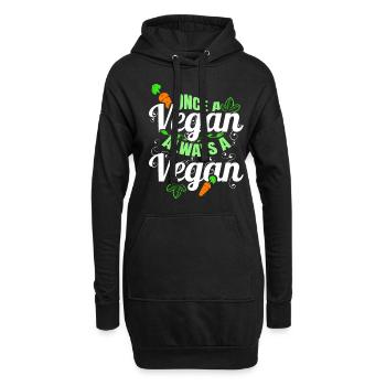 Once A Vegan, Always A Vegan - Hoodie-Kleid - Schwarz - Vorne