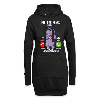 Mein Nilpferd Ruft An - Hoodie-Kleid - Schwarz - Vorne
