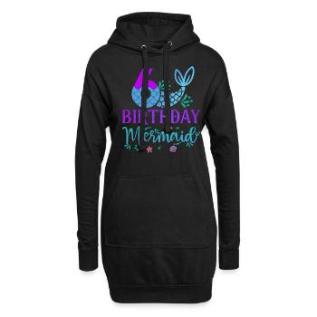 6ème anniversaire Sirène - Sweat-shirt à capuche long Femme - noir - Devant