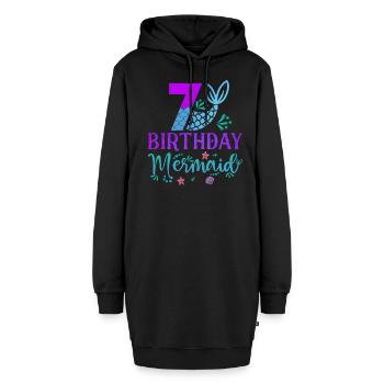 7. Geburtstag Meerjungfrau - Hoodie-Kleid - Schwarz - Vorne