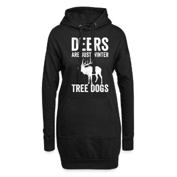 Les drôles de cerfs ne sont que des chiens d’arbre d’hiver - Sweat-shirt à capuche long Femme - noir - Devant