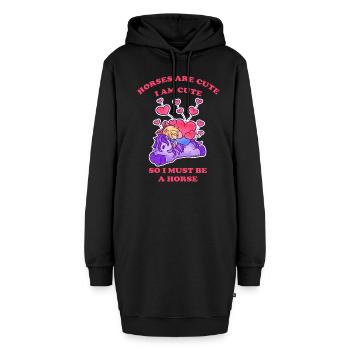 Pferde sind niedlich ich bin niedlich also bin ich - Hoodie-Kleid - Schwarz - Vorne - AI Model Female 172 light (172cm)