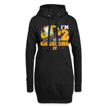 2. Geburtstag, 2 Jahre alt! Kids, Boy Junge Bagger - Hoodie-Kleid - Schwarz - Vorne