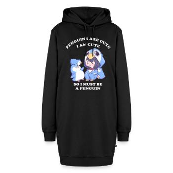 niedliches Pinguinkostüm - Hoodie-Kleid - Schwarz - Vorne - AI Model Female 172 light (172cm)