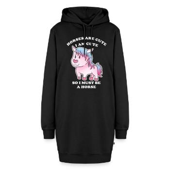 Pferde sind niedlich ich bin niedlich also bin ich - Hoodie-Kleid - Schwarz - Vorne - AI Model Female 172 light (172cm)