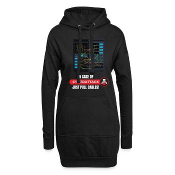 En cas de cyberattaque Informaticien - Sweat-shirt à capuche long Femme - noir - Devant