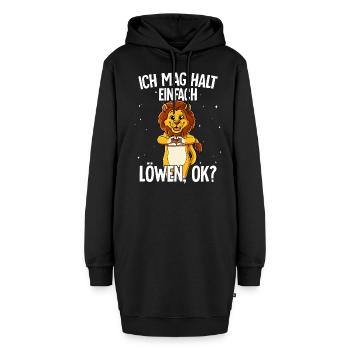 Ich mag halt einfach Löwen - Hoodie-Kleid - Schwarz - Vorne