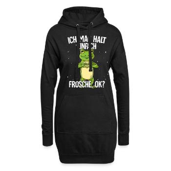 Ich mag halt einfach Frösche - Hoodie-Kleid - Schwarz - Vorne