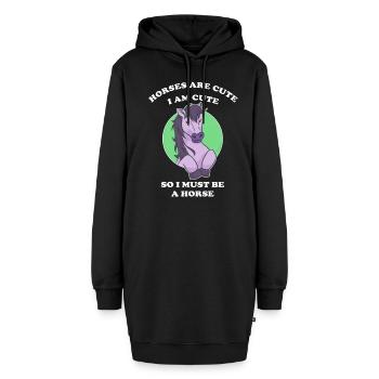 Pferde sind niedlich ich bin niedlich also bin ich - Hoodie-Kleid - Schwarz - Vorne - AI Model Female 172 light (172cm)