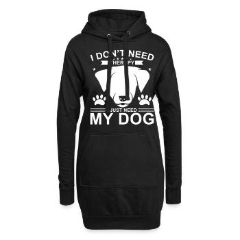 Therapiehund Spruch - Hoodie-Kleid - Schwarz - Vorne