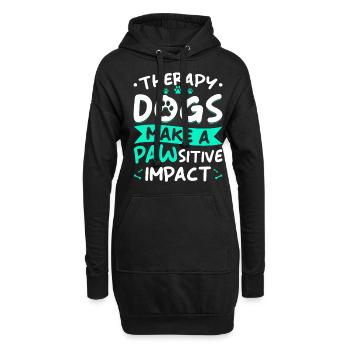 Therapiehund Spruch - Hoodie-Kleid - Schwarz - Vorne