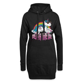 Rainbow Unicorn Love Metal Music Heavy Rocker - Sweat-shirt à capuche long Femme - noir - Devant