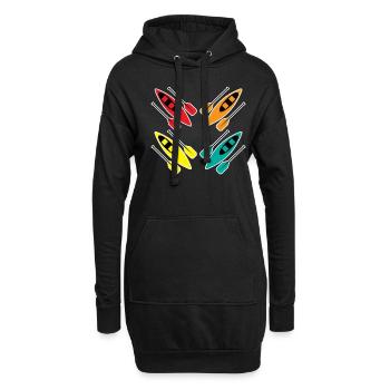 Kajakfahren Buntes Paddel Sport Muster Kunst - Hoodie-Kleid - Schwarz - Vorne