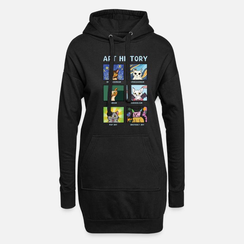 Kunstgeschichte Katzen Bildende Kunst Katze - Hoodie-Kleid - Schwarz