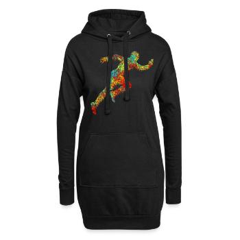 Coureur Course colorée - Sweat-shirt à capuche long Femme - noir - Devant