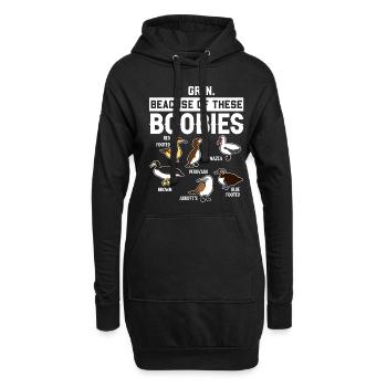 Drôle de collection d’oiseaux de mer en fous de Bassan - Sweat-shirt à capuche long Femme - noir - Devant