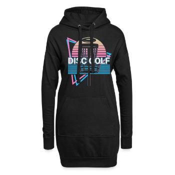 Disc Golf Spieler Retro - Hoodie-Kleid - Schwarz - Vorne