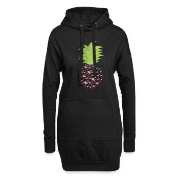 Flamingo Pink Vogel Zoo Sommer Urlaub Geschenk - Hoodie-Kleid - Schwarz - Vorne