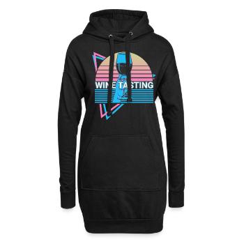 Weinverkostung Weinverkoster Retro - Hoodie-Kleid - Schwarz - Vorne