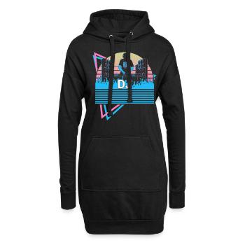 Dj Disc Jockey Rétro - Sweat-shirt à capuche long Femme - noir - Devant