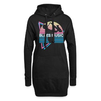 Blues Musik Retro - Hoodie-Kleid - Schwarz - Vorne
