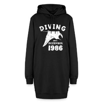 Anniversaire du plongeur - Plongée depuis décembre 1986 - Sweat-shirt à capuche long Femme - noir - Devant