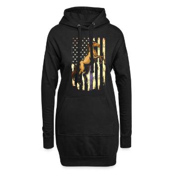 Patriotic Horse America - Sweat-shirt à capuche long Femme - noir - Devant